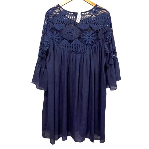 Avenue Boho Lace Swing Mini Dress, NWT, Navy, 22/24 - Picture 5 of 9